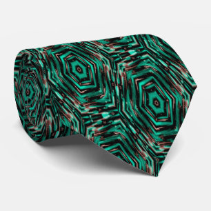 Ethnic, black and turquoise . tie