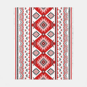 Ethnic black white red, Ukrainian motifs. Fleece Blanket