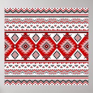 Ethnic black white red, Ukrainian motifs. Poster