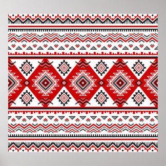Ethnic black white red, Ukrainian motifs. Poster