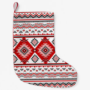 Ethnic black white red, Ukrainian motifs. Small Christmas Stocking