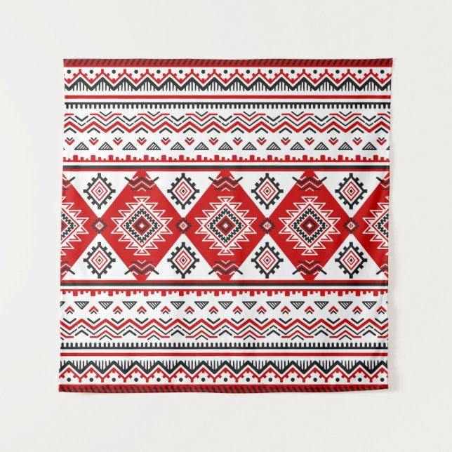 Ethnic black white red, Ukrainian motifs. Tapestry (Front)