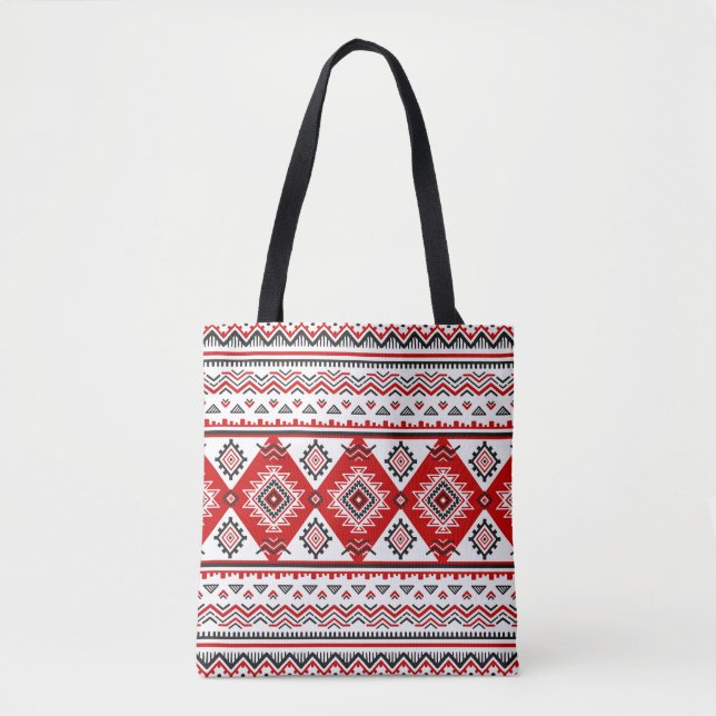 Ethnic black white red, Ukrainian motifs. Tote Bag (Front)