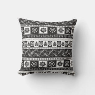 Ethnic Black White: Timeless Pattern Cushion