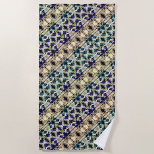 Ethnic blue, beige ikat  beach towel