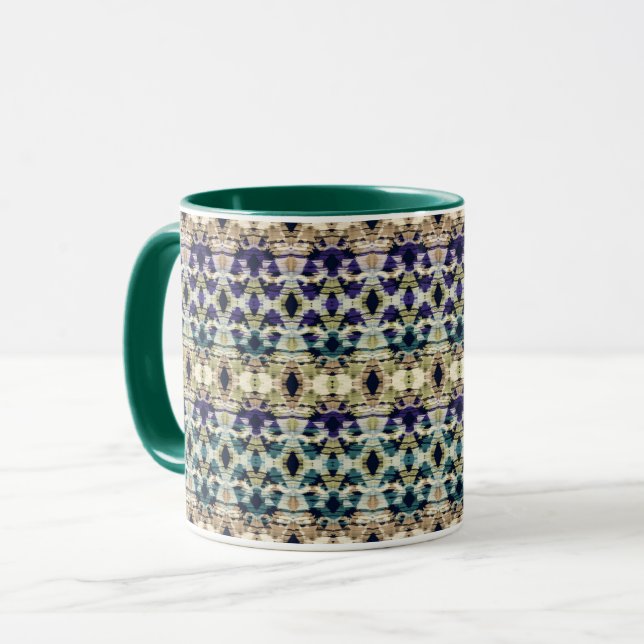 Ethnic blue, beige ikat  mug (Front Left)
