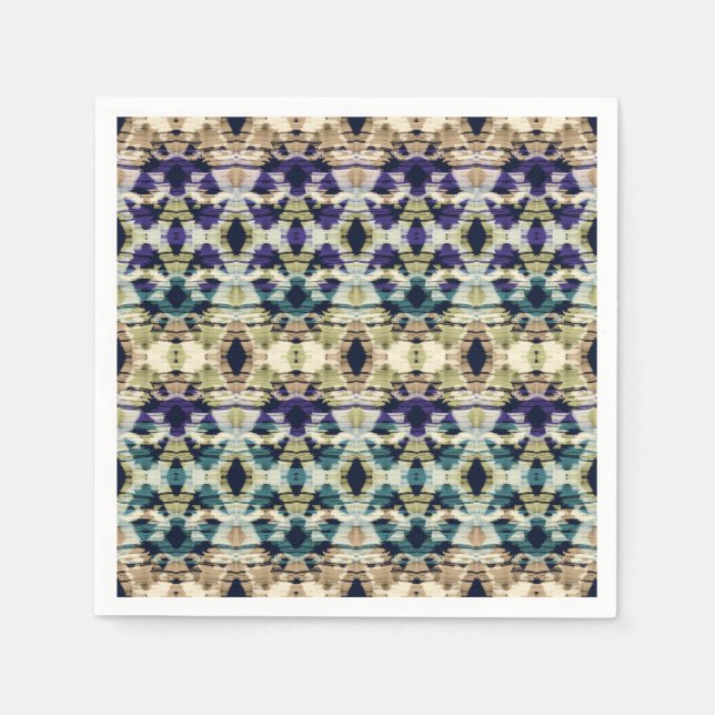 Ethnic blue, beige ikat napkin (Front)
