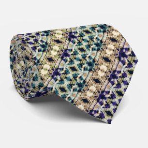 Ethnic blue, beige ikat tie