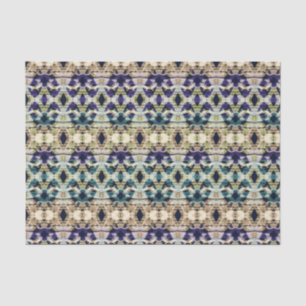 Ethnic blue, beige ikat tissue paper