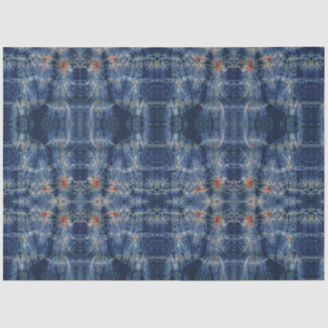 Ethnic Blue Tie Dye Traditional Pattern Style Tissue Paper (Front)