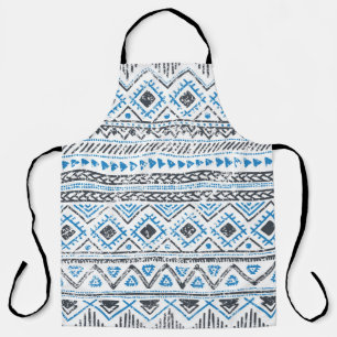 Ethnic blue, white seamless background. apron