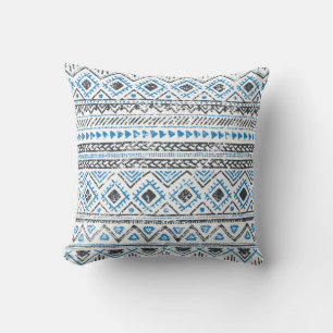 Ethnic blue, white seamless background. cushion