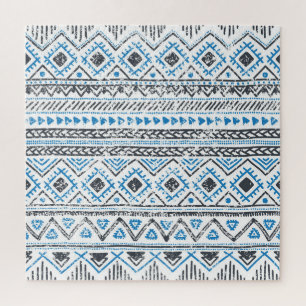 Ethnic blue, white seamless background. jigsaw puzzle