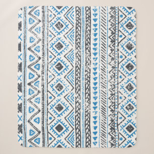 Ethnic blue, white seamless background. sherpa blanket