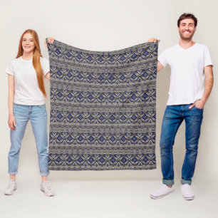 Ethnic Bohemian Golden pattern Fleece Blanket