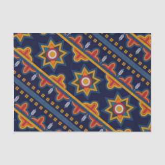 Ethnic Bohemian Orange Star Navy Decoupage Tissue Paper