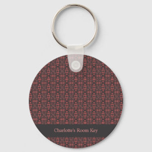 Ethnic Boho Antique Pattern Brown Pink Red Key Ring