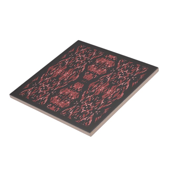 Ethnic Boho Antique Pattern Brown Pink Red Tile (Side)