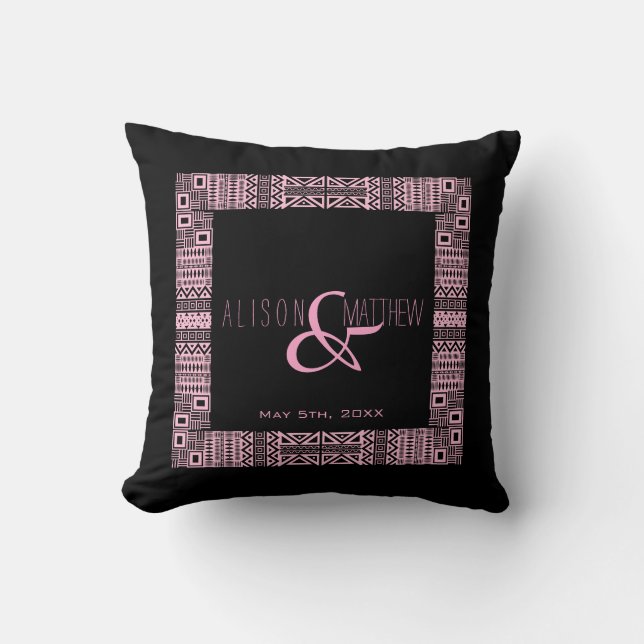 Ethnic Boho-chic Personalised Wedding Pillow 3 (Front)