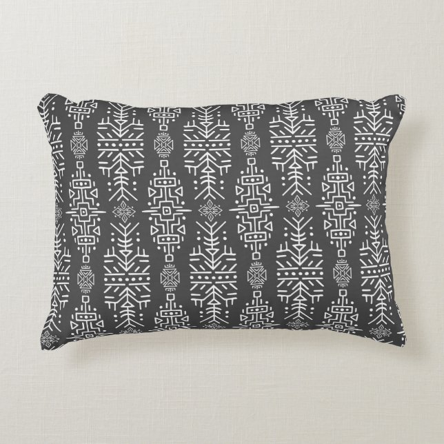 Ethnic Boho Chic: Seamless Tribal Design Decorative Cushion (Front)