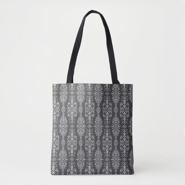 Ethnic Boho Chic: Seamless Tribal Design Tote Bag (Front)