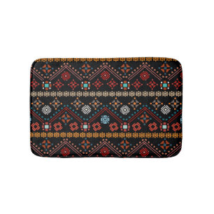 Ethnic Boho: Colourful Tribal Seamless. Bath Mat