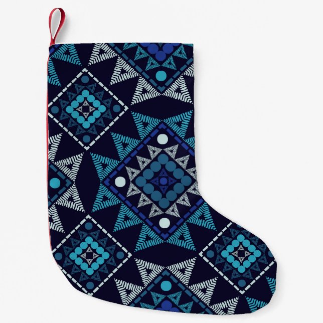 Ethnic Boho Embroidery Seamless Pattern Small Christmas Stocking (Front)