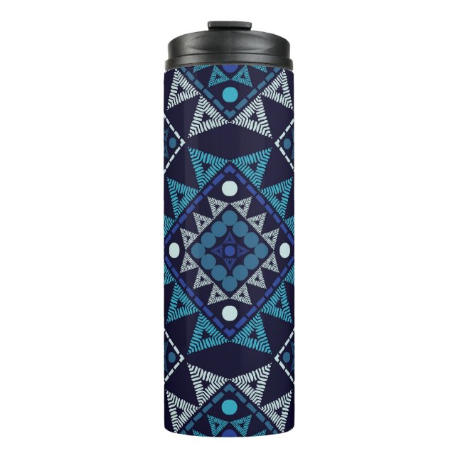 Ethnic Boho Embroidery Seamless Pattern Thermal Tumbler (Front)