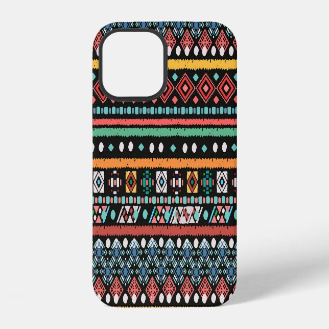 Ethnic Boho: Geometric Pixel Print iPhone Case (Back)