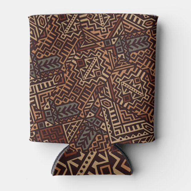 Ethnic Boho: Geometric Tile Design. Can Cooler (Front)