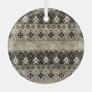 Ethnic Boho Grunge: Colourful Pattern Glass Tree Decoration