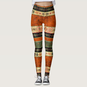 Ethnic Boho Grunge, Colourful Pattern. Leggings