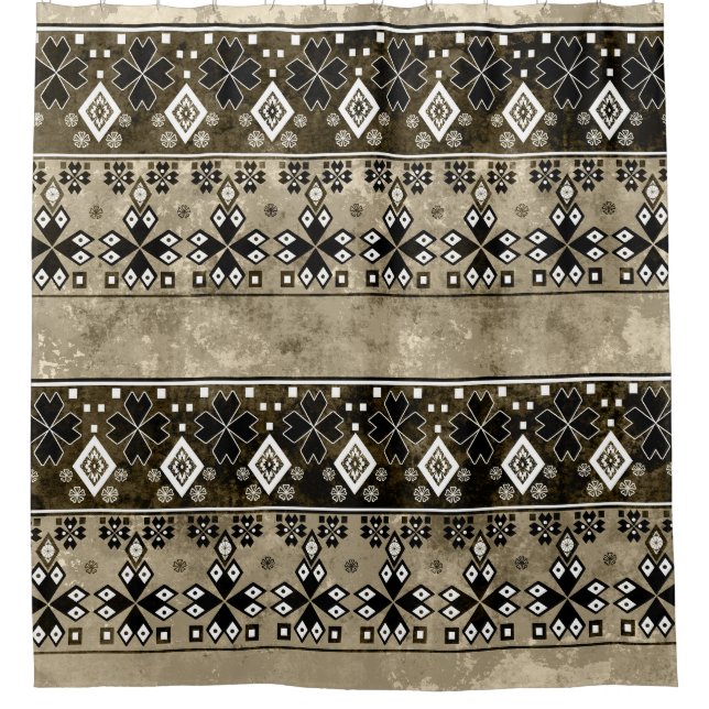 Ethnic Boho Grunge: Colourful Pattern Shower Curtain (Front)