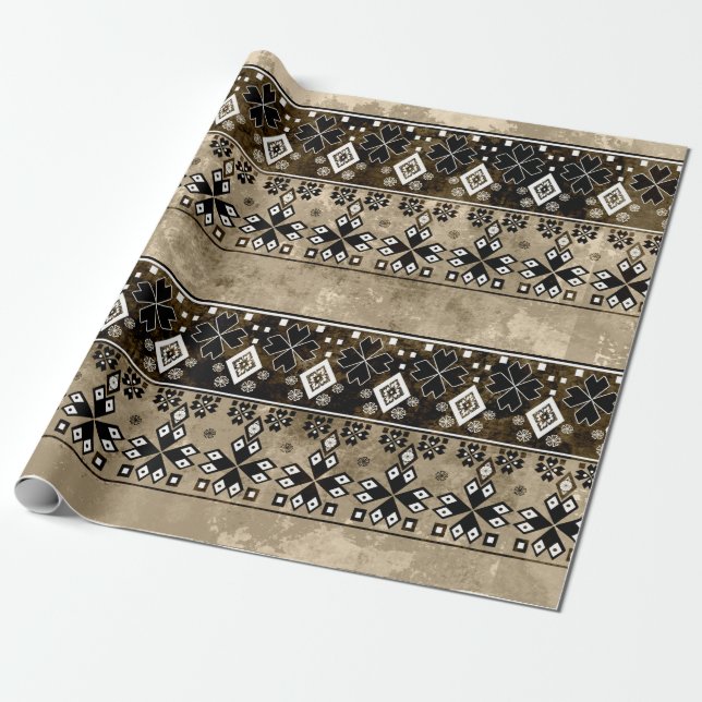 Ethnic boho grunge pattern. Tribal old art print.  Wrapping Paper (Unrolled)