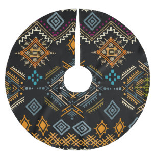 Ethnic Boho Ornament Seamless Pattern Brushed Polyester Tree Skirt