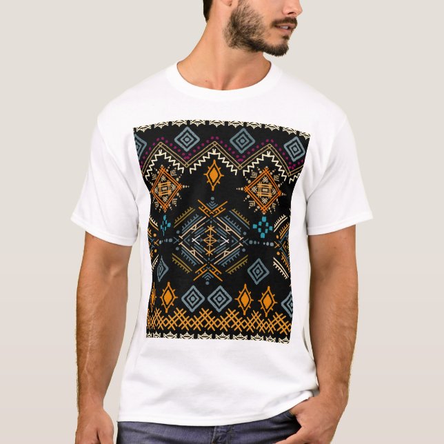 Ethnic Boho Ornament Seamless Pattern T-Shirt (Front)