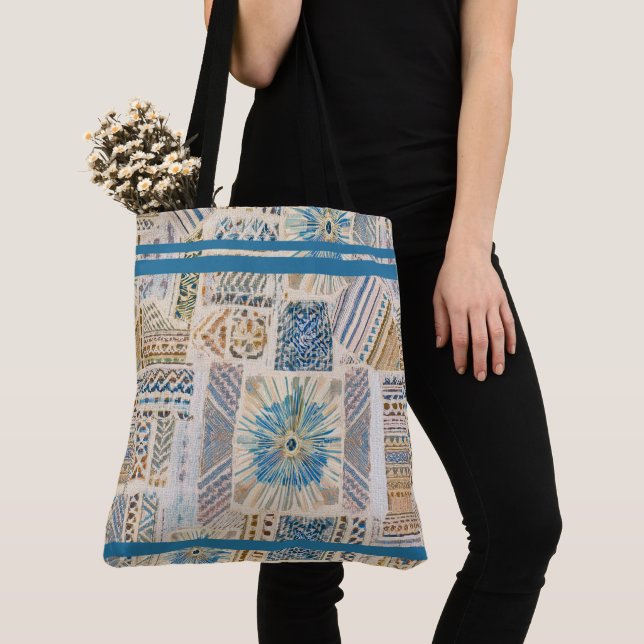 Ethnic Boho Patchwork Tote Bag (Close Up)