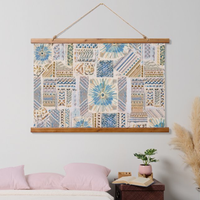 Ethnic Boho Patchwork Wall Hanging Tapestry (Bedroom)
