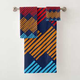 Ethnic Boho Pattern Lace Embroidery on Fabric     Bath Towel Set