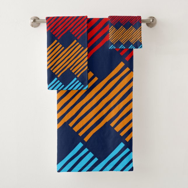 Ethnic Boho Pattern Lace Embroidery on Fabric     Bath Towel Set (Insitu)