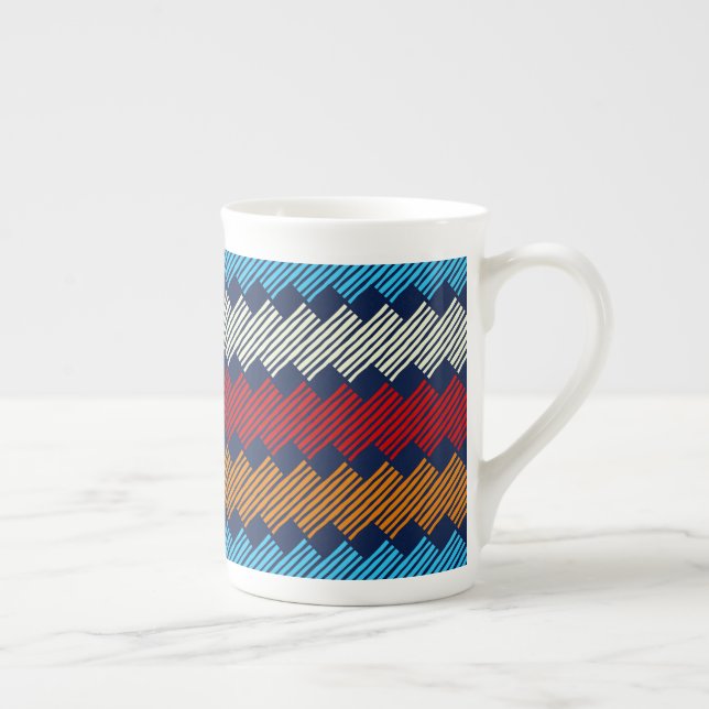 Ethnic Boho Pattern Lace Embroidery on Fabric      Bone China Mug (Right)