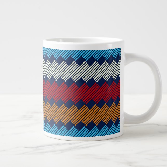 Ethnic Boho Pattern Lace Embroidery on Fabric      Large Coffee Mug (Right)