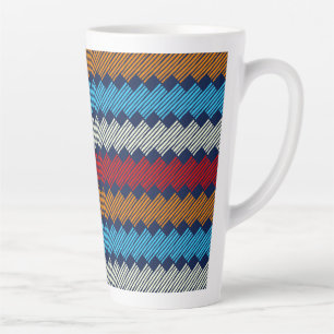 Ethnic Boho Pattern Lace Embroidery on Fabric      Latte Mug