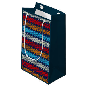 Ethnic Boho Pattern Lace Embroidery on Fabric     Small Gift Bag