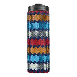 Ethnic Boho Pattern Lace Embroidery on Fabric Thermal Tumbler