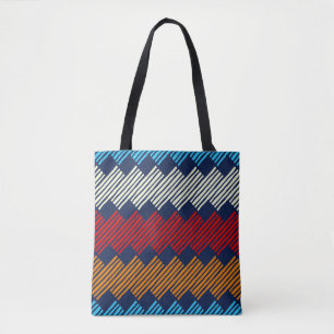 Ethnic Boho Pattern Lace Embroidery on Fabric    Tote Bag