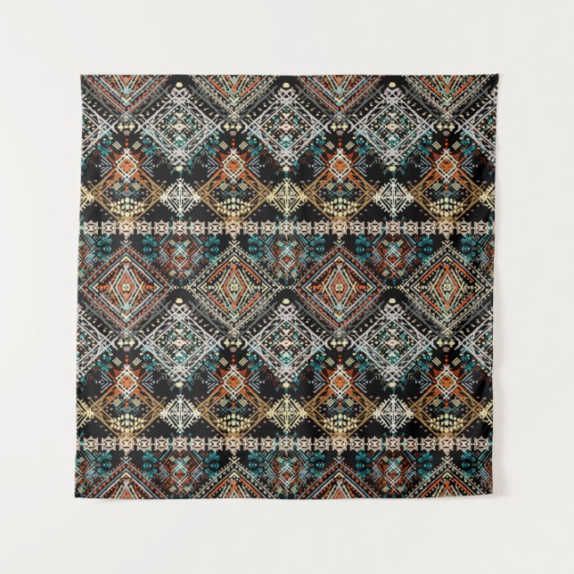 Ethnic boho seamless pattern. Ethno ornament. Trib Tapestry (Front)