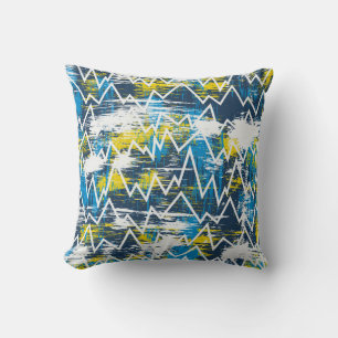Ethnic boho seamless pattern. Zigzag pattern. Scri Cushion