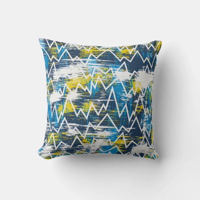 Ethnic boho seamless pattern. Zigzag pattern. Scri Cushion (Front)