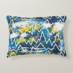 Ethnic boho seamless pattern. Zigzag pattern. Scri Decorative Cushion